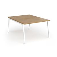 Connex Angled 1200 x 1600 x 725mm Back to Back Desk (2 x 1200mm) - White Frame / Oak Top