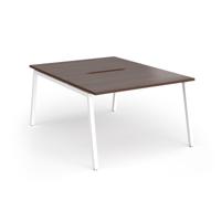 Connex Angled 1200 x 1600 x 725mm Back to Back Desk (2 x 1200mm) - White Frame / Walnut Top