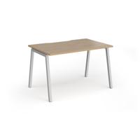 Connex Angled 1200 x 800 x 725mm Single Desk - Silver Frame / Kendal Oak Top