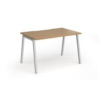 Connex Angled 1200 x 800 x 725mm Single Desk - Silver Frame / Oak Top