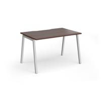 Connex Angled 1200 x 800 x 725mm Single Desk - Silver Frame / Walnut Top