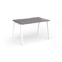 Connex Angled 1200 x 800 x 725mm Single Desk - White Frame / Grey Oak Top