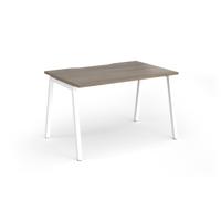 Connex Angled 1200 x 800 x 725mm Single Desk - White Frame / Nebraska Oak Top