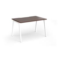 Connex Angled 1200 x 800 x 725mm Single Desk - White Frame / Walnut Top
