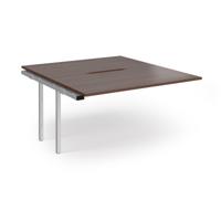 Connex Angled 1400 x 1600 x 725mm Back to Back Add On Bay - Silver Frame / Walnut Top