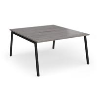 Connex Angled 1400 x 1600 x 725mm Back to Back Desk (2 x 1400mm) - Black Frame / Grey Oak Top