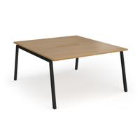 Connex Angled 1400 x 1600 x 725mm Back to Back Desk (2 x 1400mm) - Black Frame / Oak Top