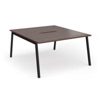 Connex Angled 1400 x 1600 x 725mm Back to Back Desk (2 x 1400mm) - Black Frame / Walnut Top