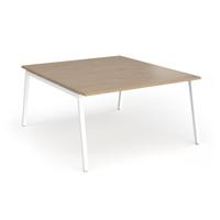 Connex Angled 1400 x 1600 x 725mm Back to Back Desk (2 x 1400mm) - White Frame / Kendal Oak Top