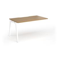 Connex Angled 1400 x 800 x 725mm Single Add On Bay - White Frame / Oak Top
