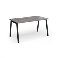 Connex Angled 1400 x 800 x 725mm Single Desk - Black Frame / Grey Oak Top