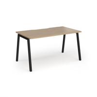 Connex Angled 1400 x 800 x 725mm Single Desk - Black Frame / Kendal Oak Top