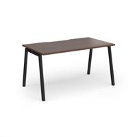 Connex Angled 1400 x 800 x 725mm Single Desk - Black Frame / Walnut Top