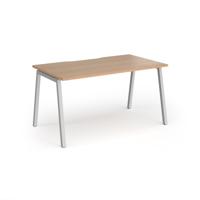 Connex Angled 1400 x 800 x 725mm Single Desk - Silver Frame / Beech Top