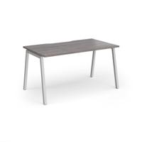 Connex Angled 1400 x 800 x 725mm Single Desk - Silver Frame / Grey Oak Top