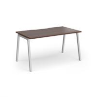 Connex Angled 1400 x 800 x 725mm Single Desk - Silver Frame / Walnut Top