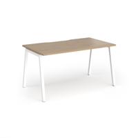 Connex Angled 1400 x 800 x 725mm Single Desk - White Frame / Kendal Oak Top