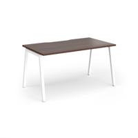 Connex Angled 1400 x 800 x 725mm Single Desk - White Frame / Walnut Top