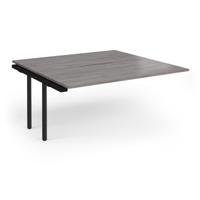 Connex Angled 1600 x 1600 x 725mm Back to Back Add On Bay - Black Frame / Grey Oak Top