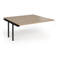 Connex Angled 1600 x 1600 x 725mm Back to Back Add On Bay - Black Frame / Kendal Oak Top