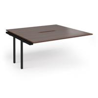 Connex Angled 1600 x 1600 x 725mm Back to Back Add On Bay - Black Frame / Walnut Top
