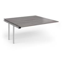 Connex Angled 1600 x 1600 x 725mm Back to Back Add On Bay - Silver Frame / Grey Oak Top
