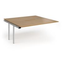 Connex Angled 1600 x 1600 x 725mm Back to Back Add On Bay - Silver Frame / Oak Top