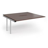Connex Angled 1600 x 1600 x 725mm Back to Back Add On Bay - Silver Frame / Walnut Top