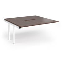 Connex Angled 1600 x 1600 x 725mm Back to Back Add On Bay - White Frame / Walnut Top