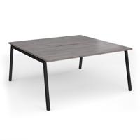 Connex Angled 1600 x 1600 x 725mm Back to Back Desk (2 x 1600mm) - Black Frame / Grey Oak Top