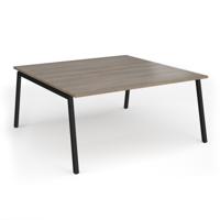 Connex Angled 1600 x 1600 x 725mm Back to Back Desk (2 x 1600mm) - Black Frame / Nebraska Oak Top