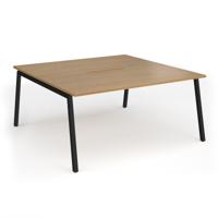Connex Angled 1600 x 1600 x 725mm Back to Back Desk (2 x 1600mm) - Black Frame / Oak Top