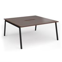 Connex Angled 1600 x 1600 x 725mm Back to Back Desk (2 x 1600mm) - Black Frame / Walnut Top