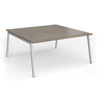 Connex Angled 1600 x 1600 x 725mm Back to Back Desk (2 x 1600mm) - Silver Frame / Nebraska Oak Top