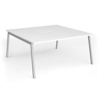 Connex Angled 1600 x 1600 x 725mm Back to Back Desk (2 x 1600mm) - Silver Frame / White Top