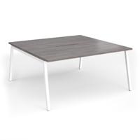 Connex Angled 1600 x 1600 x 725mm Back to Back Desk (2 x 1600mm) - White Frame / Grey Oak Top