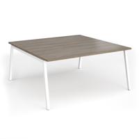 Connex Angled 1600 x 1600 x 725mm Back to Back Desk (2 x 1600mm) - White Frame / Nebraska Oak Top