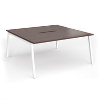 Connex Angled 1600 x 1600 x 725mm Back to Back Desk (2 x 1600mm) - White Frame / Walnut Top