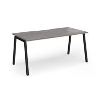 Connex Angled 1600 x 800 x 725mm Single Desk - Black Frame / Grey Oak Top