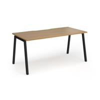 Connex Angled 1600 x 800 x 725mm Single Desk - Black Frame / Oak Top