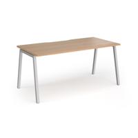 Connex Angled 1600 x 800 x 725mm Single Desk - Silver Frame / Beech Top