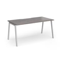 Connex Angled 1600 x 800 x 725mm Single Desk - Silver Frame / Grey Oak Top