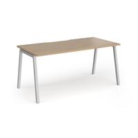 Connex Angled 1600 x 800 x 725mm Single Desk - Silver Frame / Kendal Oak Top