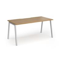 Connex Angled 1600 x 800 x 725mm Single Desk - Silver Frame / Oak Top
