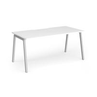 Connex Angled 1600 x 800 x 725mm Single Desk - Silver Frame / White Top