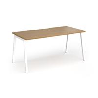 Connex Angled 1600 x 800 x 725mm Single Desk - White Frame / Oak Top