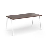 Connex Angled 1600 x 800 x 725mm Single Desk - White Frame / Walnut Top