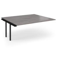 Connex Angled 1800 x 1600 x 725mm Back to Back Add On Bay - Black Frame / Grey Oak Top