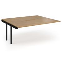 Connex Angled 1800 x 1600 x 725mm Back to Back Add On Bay - Black Frame / Oak Top