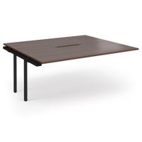 Connex Angled 1800 x 1600 x 725mm Back to Back Add On Bay - Black Frame / Walnut Top